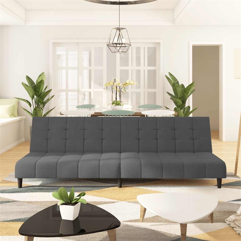 Vidaxl Sofa Bed in Dark Grey Polyester Velvet