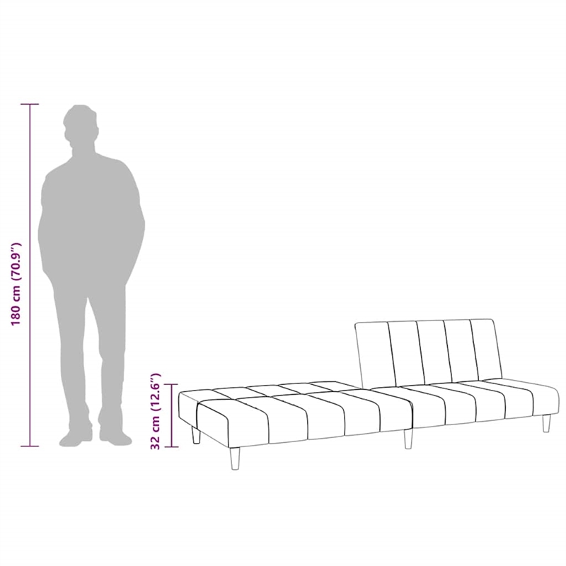 Vidaxl Sofa Bed in Dark Grey Polyester Velvet