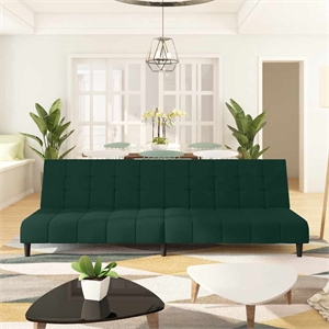 Vidaxl Compact Sofa Bed in Dark Green Polyester Velvet Wood