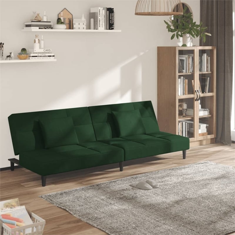 Vidaxl 2-Seater Sofa Bed in Dark Green Velvet