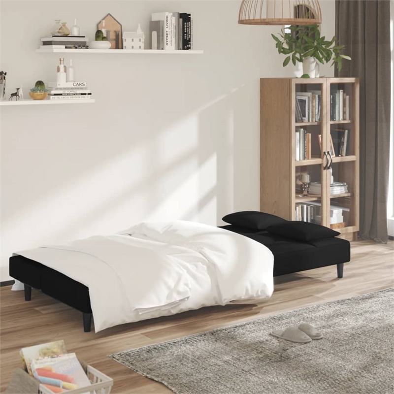 Vidaxl 2-Seater Sofa Bed in Black Polyester Velvet