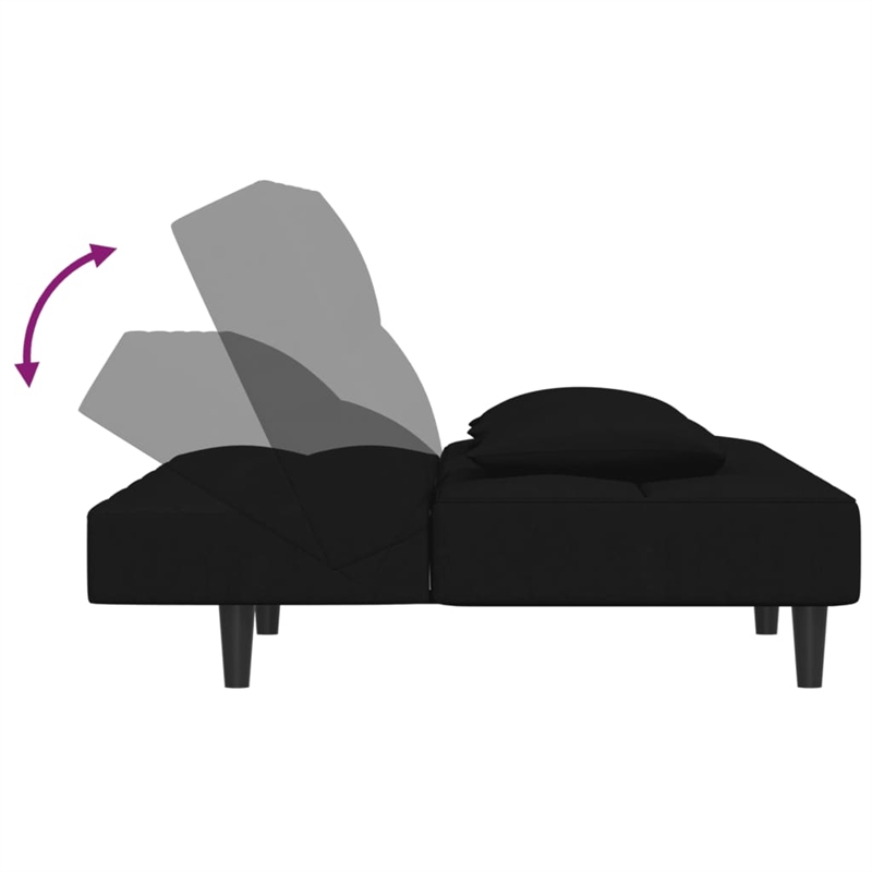 Vidaxl 2-Seater Sofa Bed in Black Polyester Velvet