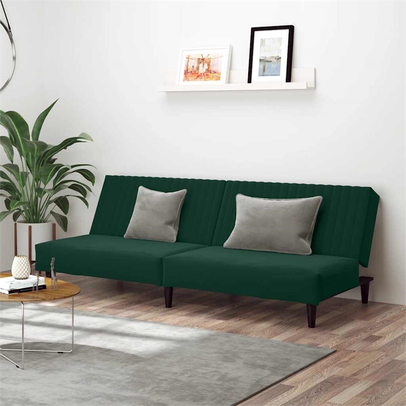 Vidaxl Sofa Bed in Dark Green Velvet