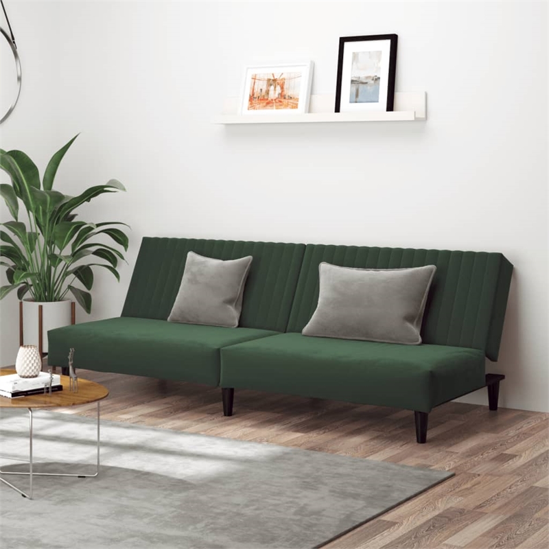 Vidaxl Sofa Bed in Dark Green Velvet