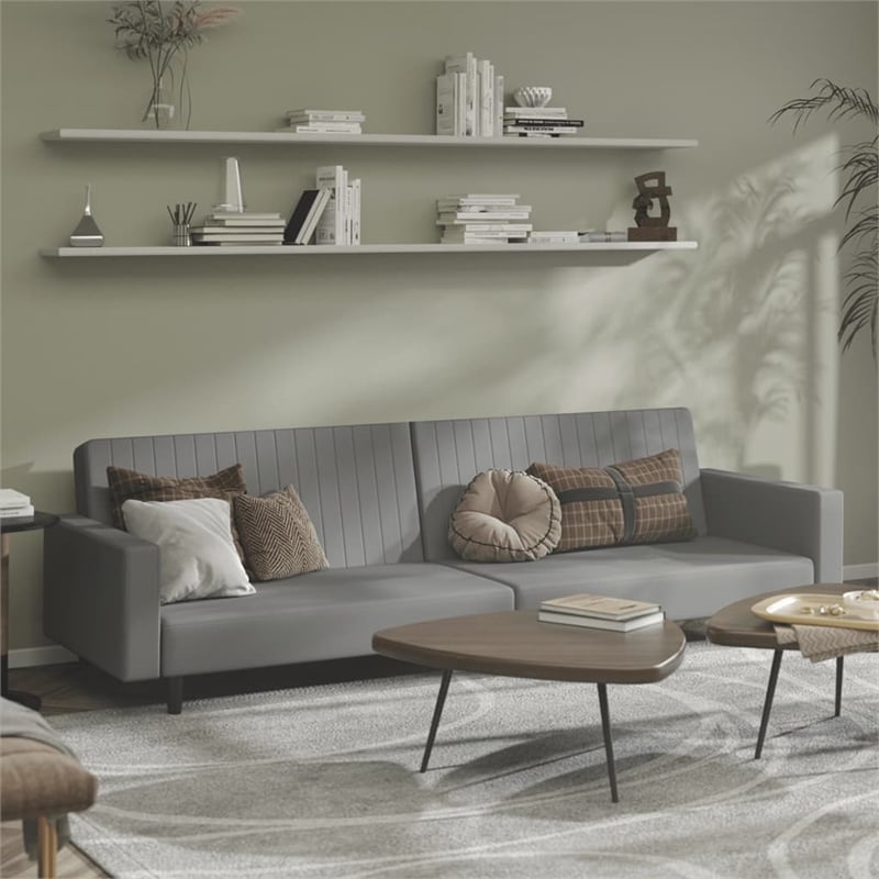 Vidaxl Sofa Bed in Light Grey Polyester Velvet