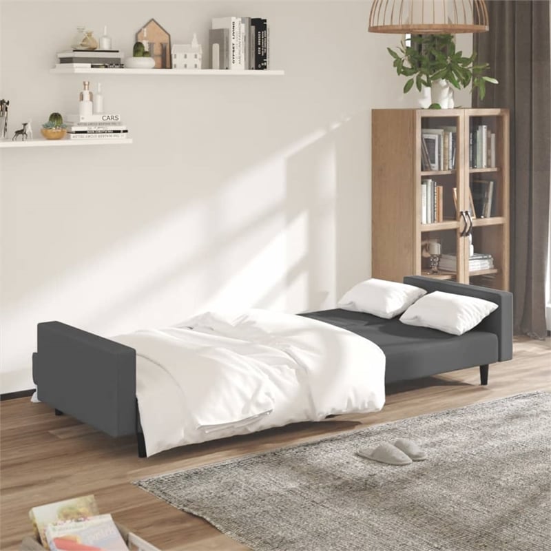 Vidaxl Sofa Bed in Dark Grey Polyester Velvet
