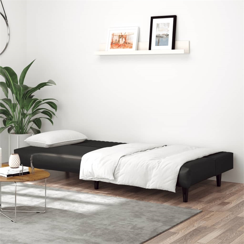 Vidaxl 2-Seater Sofa Bed in Black Faux Leather