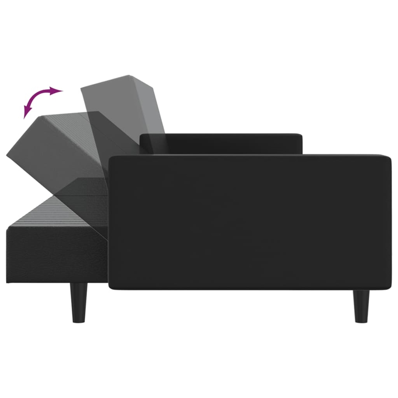 Vidaxl 2-Seater Sofa Bed in Black Faux Leather