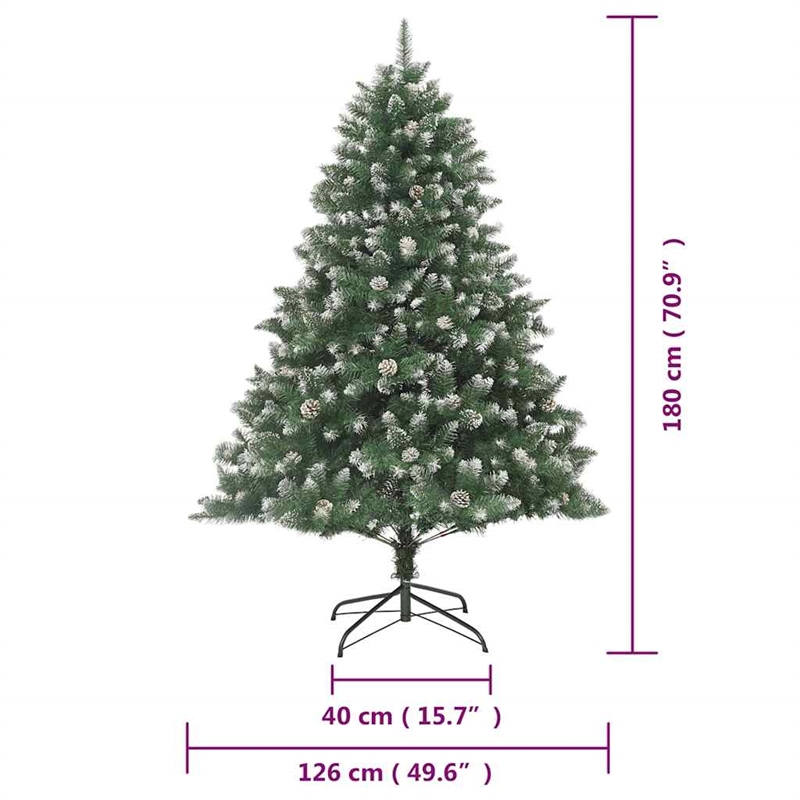 vidaXL Christmas Tree Green and white PVC steel 180 in tree Foldable