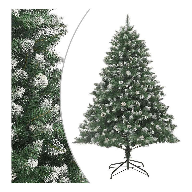 vidaXL Christmas Tree Green and white PVC steel 180 in tree Foldable