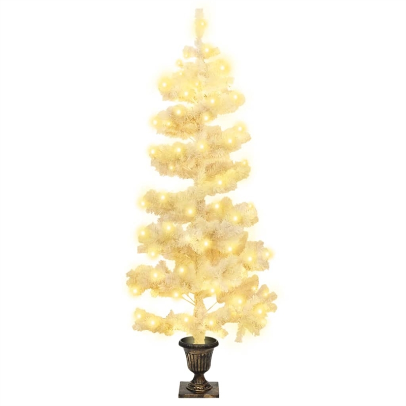 vidaXL Swirl Christmas Tree White PVC Steel Medium Swirl Christmas Tree