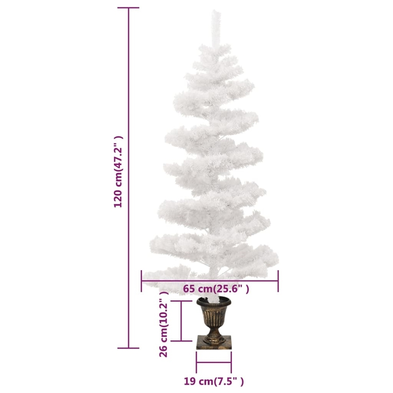 vidaXL Swirl Christmas Tree White PVC Steel Medium Swirl Christmas Tree