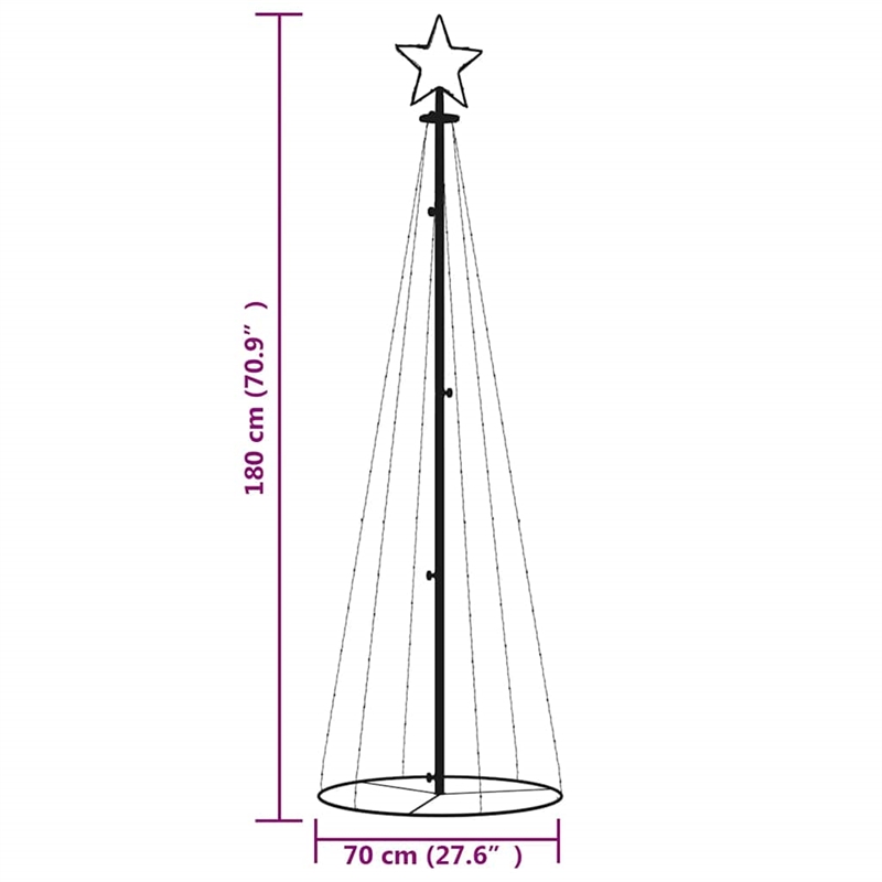 vidaXL Christmas Cone Tree Multicolor Powder-coated steel Copper PVC