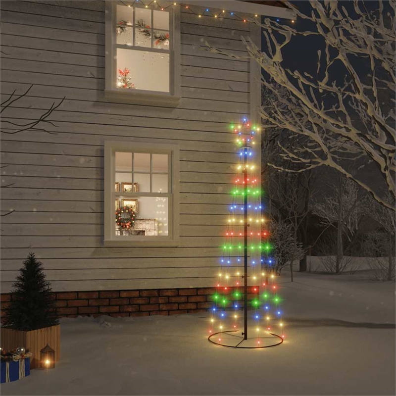 vidaXL Christmas Cone Tree Multicolor Powder-coated steel Copper PVC
