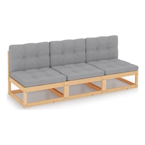 vidaXL Solid Pine Wood & Polyester Garden Sofa in Grey