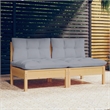 vidaXL 2-Seater Garden Sofa in Gray & Natural Wood