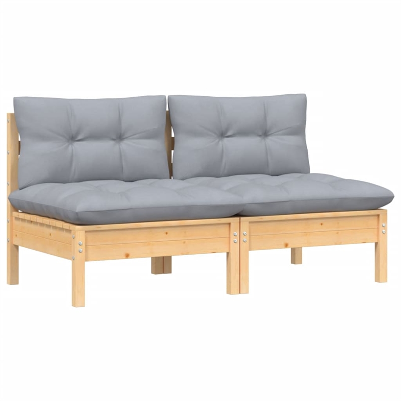 vidaXL 2-Seater Garden Sofa in Gray & Natural Wood