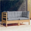 vidaXL 2-Seater Solid Pine Wood & Polyester Fabric Garden Sofa in Grey