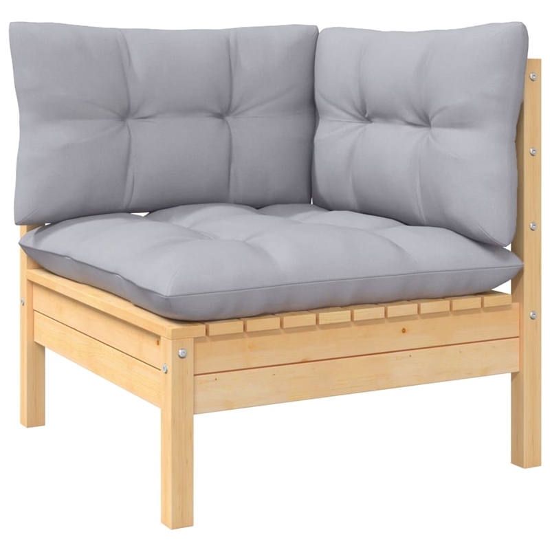 vidaXL 2-Seater Solid Pine Wood & Polyester Fabric Garden Sofa in Grey