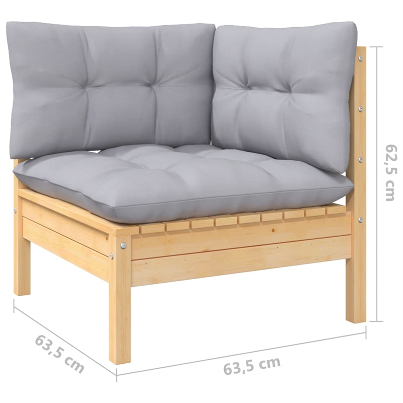 vidaXL 2-Seater Solid Pine Wood & Polyester Fabric Garden Sofa in Grey