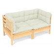 vidaXL 2-Seater Solid Pinewood & Polyster Fabric Garden Sofa in Cream