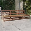 vidaXL Solid Pine Wood 3-Seater Modular 3-Seater Sofa in Honey Brown