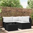 vidaXL PE Rattan Powder-Coated Steel & Tempered Glass Patio Lounge Set in Black