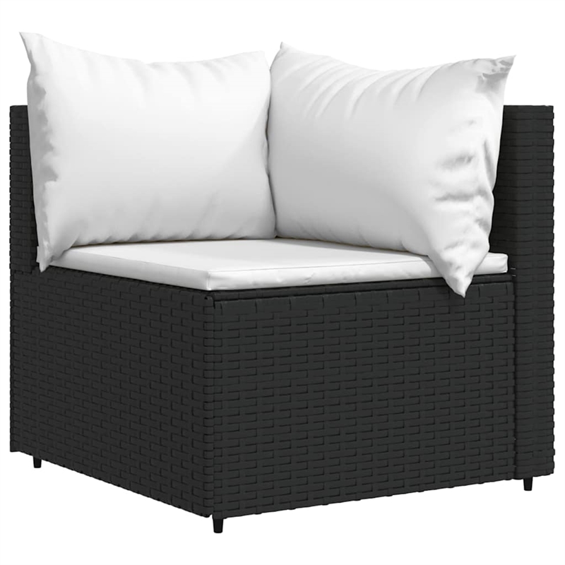 vidaXL PE Rattan Powder-Coated Steel & Tempered Glass Patio Lounge Set in Black