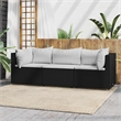 vidaXL Patio Lounge Set Black Frame With White Cushions