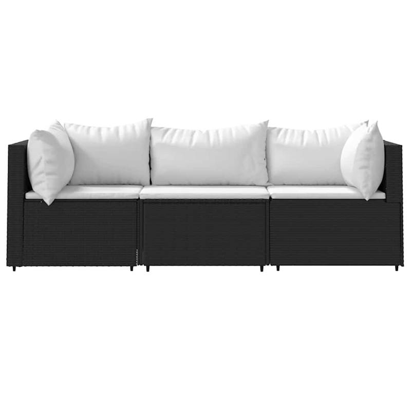vidaXL Patio Lounge Set Black Frame With White Cushions