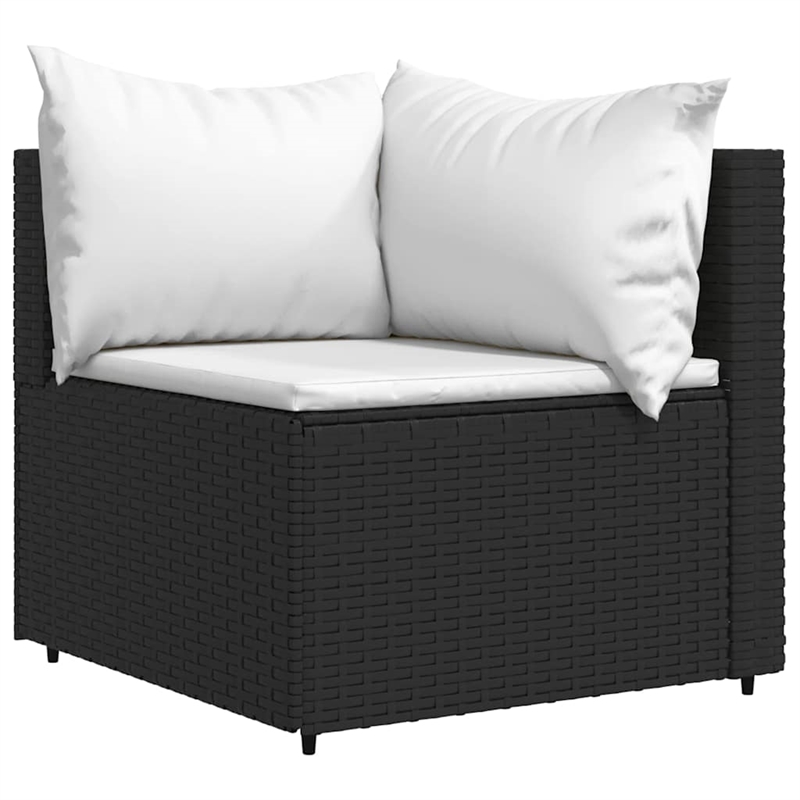 vidaXL Patio Lounge Set Black Frame With White Cushions