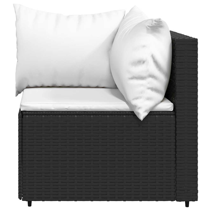 vidaXL Patio Lounge Set Black Frame With White Cushions