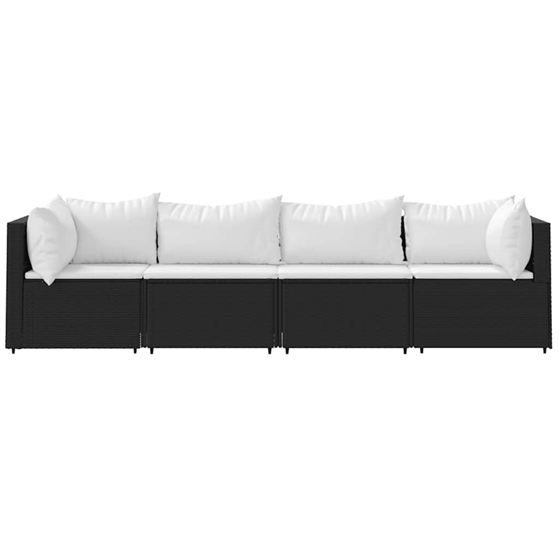 vidaXL Patio Lounge Set Black & White Cushions