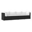 vidaXL Patio Lounge Set Black & White Cushions