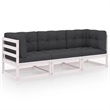 vidaXL 3-Seater Solid Pinewood Durable Outdoor Garden Sofa in White