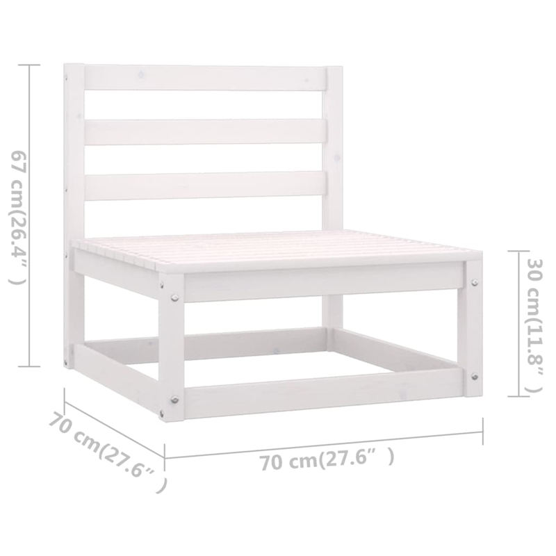 vidaXL 3-Seater Solid Pinewood Durable Outdoor Garden Sofa in White