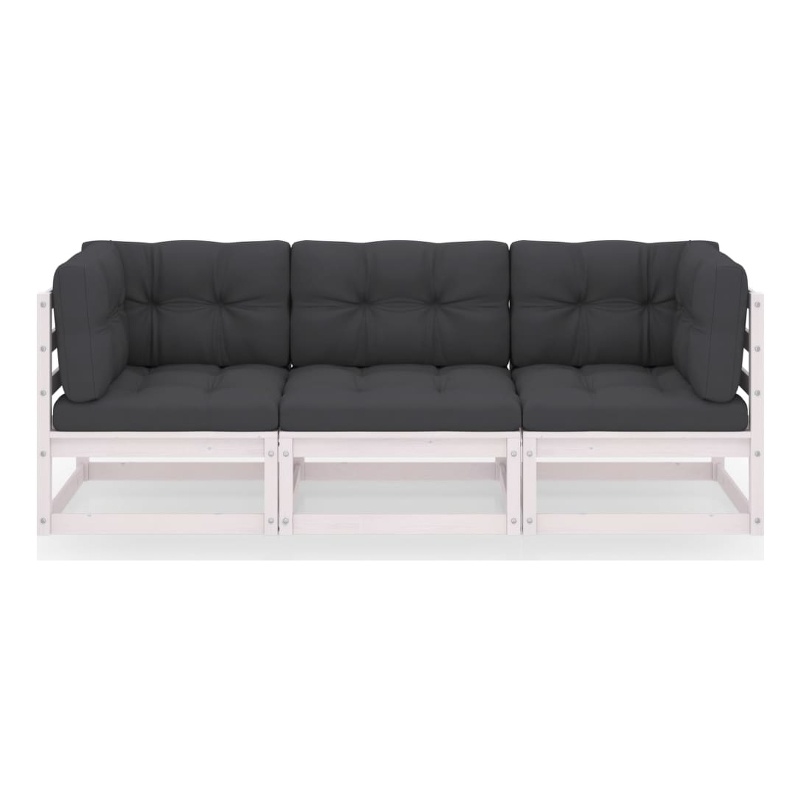vidaXL 3-Seater Solid Pinewood Durable Outdoor Garden Sofa in White