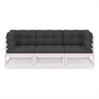 vidaXL 3-Seater Solid Pinewood Durable Outdoor Garden Sofa in White