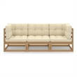 vidaXL Solid Pinewood & Polyster Fabric Garden Sofa in Honey Brown