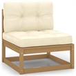 vidaXL 4-Seater Solid Pinewood Garden Sofa in Honey Brown & Cream