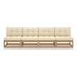 vidaXL 4-Seater Solid Pinewood Garden Sofa in Honey Brown & Cream