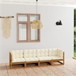 vidaXL Solid Pinewood & Polyester Fabric Garden Sofa in Honey Brown & Cream