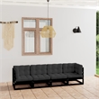 vidaXL 4-Seater Solid Pine Wood & Polyester Garden Sofa in Black