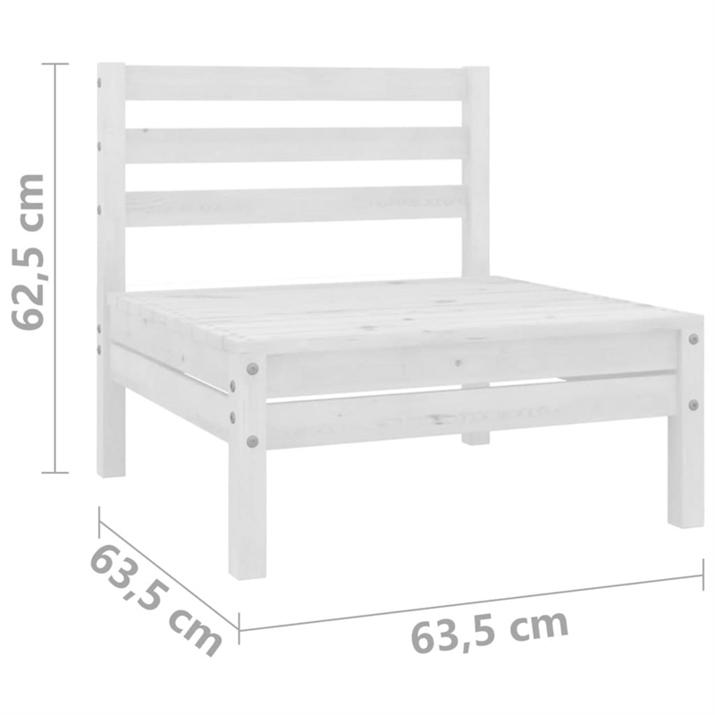 vidaXL Solid Pinewood Medium Garden Sofa Square Garden Sofa in White
