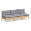 vidaXL 3-Seater Garden Sofa in Grey & Natural Wood