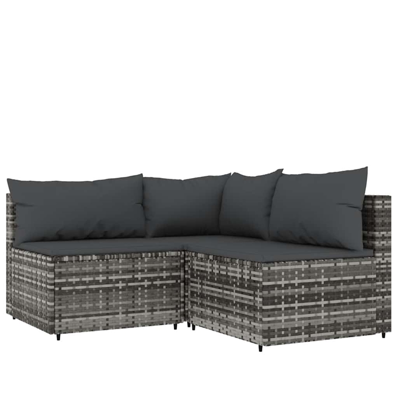vidaXL Poly Rattan Medium Adjustable Feet Patio Lounge Set Grey