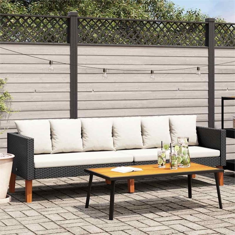 vidaXL 3-Seater Modular Garden Sofa in Black