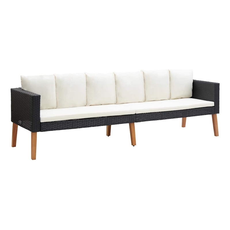 vidaXL 3-Seater Modular Garden Sofa in Black