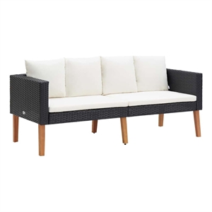 vidaXL Garden Sofa in Black & Cream/White