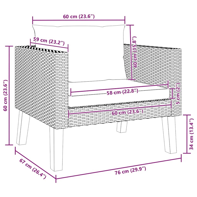 vidaXL Garden Sofa in Beige & Anthracite